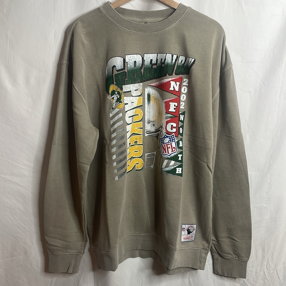 NWT Mitchell & Ness Mens NFL Green Bay Packers Crewneck Sweatshirt XL XLarge
